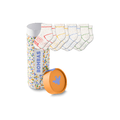Bombas Toddler Confetti Gripper Calf Sock 4-pack Gift Box In Mango Blue Mix