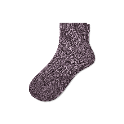 Bombas Hybrid Ribbed Quarter Socks In Steel Purple