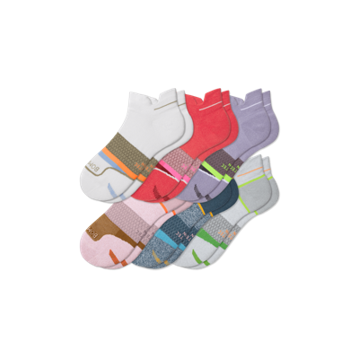 Bombas Running Ankle Sock 6-pack In Purple Rose Mix