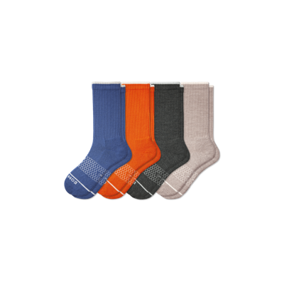 Bombas Merino Wool Blend Calf Sock 4-pack In Blue Orange Mix