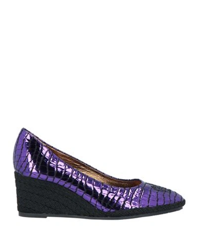 A.TESTONI A. TESTONI WOMAN ESPADRILLES PURPLE SIZE 7.5 SOFT LEATHER