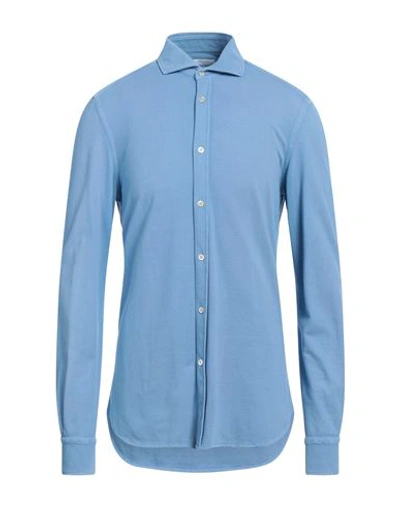 Boglioli Man Shirt Slate Blue Size 15 ¾ Cotton