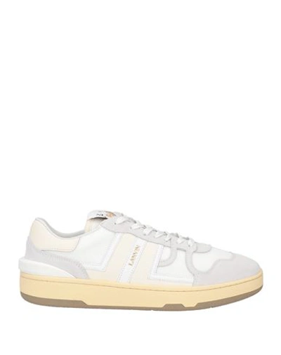 Lanvin Man Sneakers Off White Size 9 Polyester, Calfskin