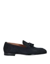 Doucal's Navy Blue Suede Loafers With Tassels In Blue