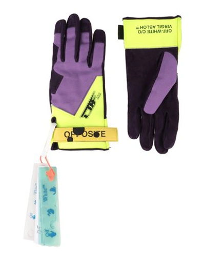 Off-white Man Gloves Purple Size 8 Soft Leather, Cotton, Polyester