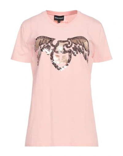 Emporio Armani Woman T-shirt Pink Size 10 Cotton, Elastane