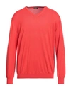 Rossopuro Man Sweater Red Size 7 Cotton