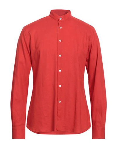 Gabardine Man Shirt Red Size Xl Viscose, Linen