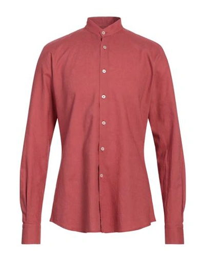 Gabardine Man Shirt Brick Size Xxl Viscose, Linen In Red