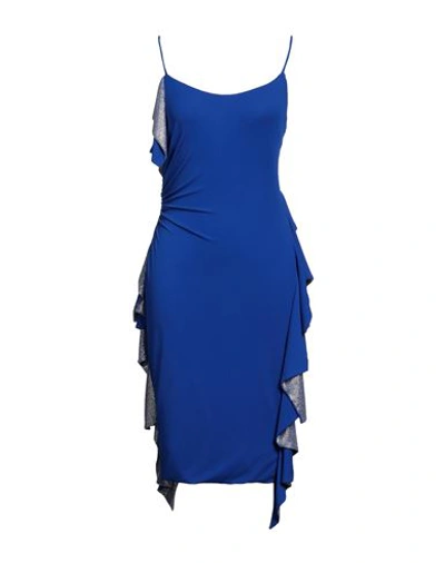 Alexandre Vauthier Woman Midi Dress Bright Blue Size 10 Viscose, Elastane