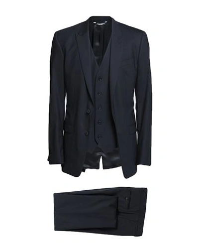 Dolce & Gabbana Man Suit Navy Blue Size 48 Virgin Wool, Elastane