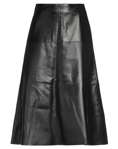 B & W Woman Midi Skirt Black Size 4 Soft Leather
