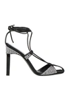 Attico The  Woman Sandals Silver Size 7 Soft Leather, Textile Fibers In Silver