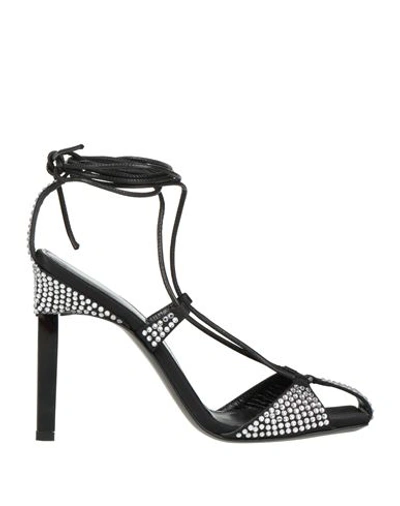 Attico The  Woman Sandals Silver Size 7.5 Soft Leather, Textile Fibers