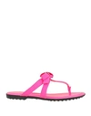 Tod's Woman Thong Sandal Fuchsia Size 6.5 Leather In Pink