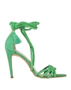 Cecconello Woman Sandals Green Size 6 Soft Leather, Textile Fibers