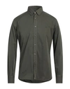 Brooksfield Man Shirt Military Green Size 15 ½ Cotton