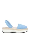 Ria Woman Sandals Sky Blue Size 6 Leather
