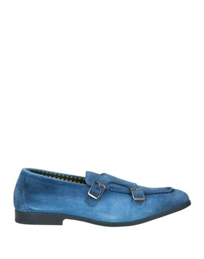 Doucal's Man Loafers Azure Size 8 Leather In Blue