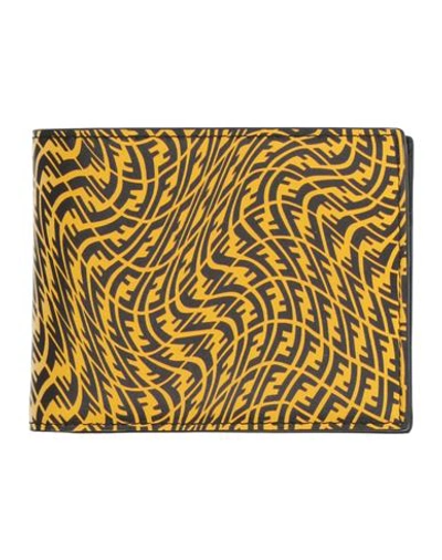 Fendi Man Wallet Ocher Size - Calfskin In Yellow