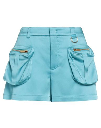 Blumarine Woman Shorts & Bermuda Shorts Azure Size 4 Acetate, Viscose, Elastane In Blue