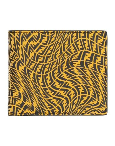 Fendi Man Wallet Ocher Size - Calfskin In Yellow