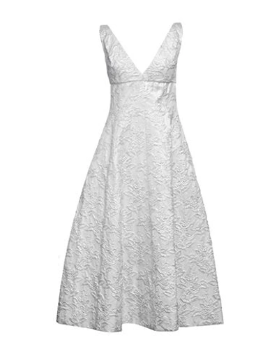 Philosophy Di Lorenzo Serafini Couture Woman Midi Dress Silver Size 10 Polyester, Polyamide