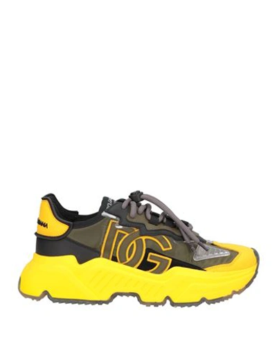 Dolce & Gabbana Man Sneakers Yellow Size 7 Leather, Textile Fibers