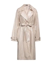 Van Laack Woman Overcoat Sand Size 16 Linen In Beige