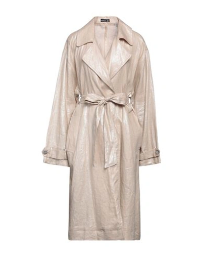 Van Laack Woman Overcoat Sand Size 16 Linen In White