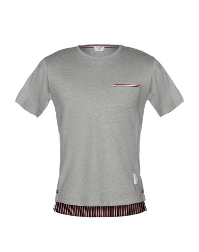 Thom Browne Man T-shirt Grey Size 3 Cotton In Grey