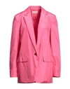 Dries Van Noten Woman Blazer Fuchsia Size 6 Silk, Cotton In Pink