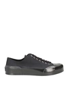 Jil Sander Man Sneakers Black Size 9 Textile Fibers, Soft Leather