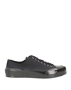Jil Sander Man Sneakers Black Size 8 Textile Fibers, Soft Leather