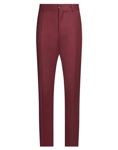 Dolce & Gabbana Man Pants Burgundy Size 42 Wool, Elastane In Red