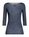 120% Lino Woman T-shirt Midnight Blue Size Xl Linen
