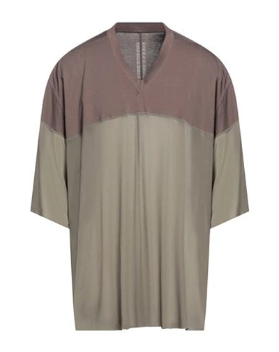 Rick Owens Man T-shirt Khaki Size Onesize Cotton, Cupro, Elastane In Beige