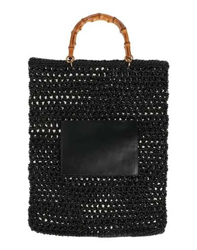 Jil Sander Woman Handbag Black Size - Cotton, Calfskin In Black