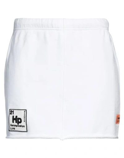 Heron Preston Woman Mini Skirt White Size L Organic Cotton, Polyester, Acrylic, Wool