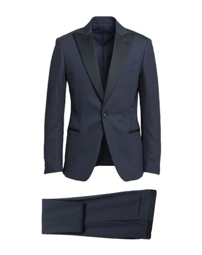 Lardini Man Suit Midnight Blue Size 40 Wool, Elastane