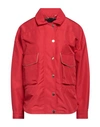 Kiton Woman Jacket Red Size 16 Polyester, Calfskin In Red