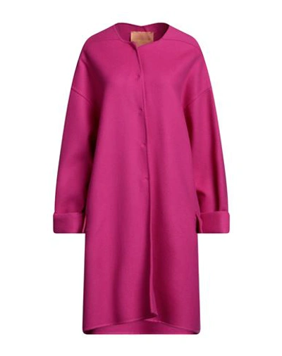 Super Blond Woman Coat Fuchsia Size S Cashmere In Pink
