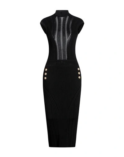 Balmain Woman Midi Dress Black Size 2 Viscose, Polyamide