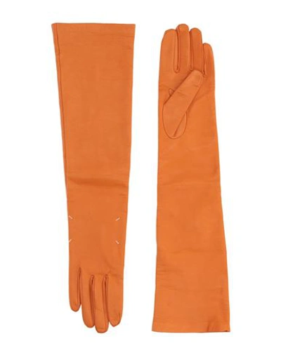 Maison Margiela Woman Gloves Orange Size S Ovine Leather