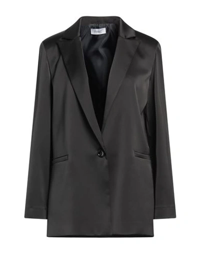 Hopper Woman Blazer Black Size 8 Polyester, Elastane In Black