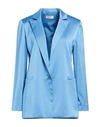 Hopper Woman Blazer Azure Size 8 Polyester, Elastane In Blue