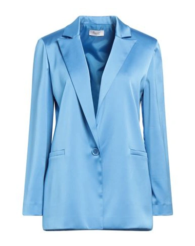 Hopper Woman Blazer Azure Size 4 Polyester, Elastane In Blue