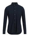 Bagutta Man Shirt Midnight Blue Size 15 Cotton, Polyamide, Elastane In Black