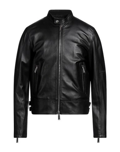 Dsquared2 Man Jacket Black Size 40 Ovine Leather