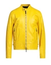 Dsquared2 Man Jacket Yellow Size 38 Ovine Leather